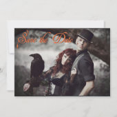 ゴシッエレガントク3Dフローラスカル日付の保存 招待状 (正面)