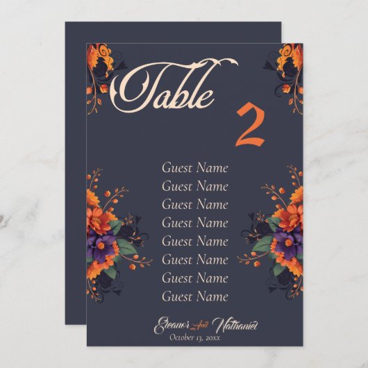 ゴシッエレガントク3D個々のテーブル座席表 案内状 (正面/裏面)