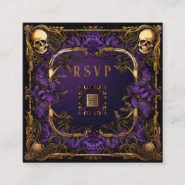 ゴシッエレガントクQRコードウェディングRSVP エンクロージャーカード