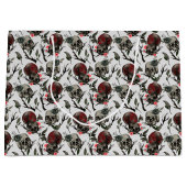 ゴシッカッコいいクのタイル模様スカル花 ラージペーパーバッグ (正面)