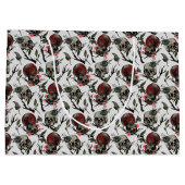 ゴシッカッコいいクのタイル模様スカル花 ラージペーパーバッグ (裏面)