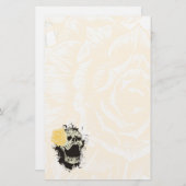 ゴシッカッコいいクスカルと黄色バラ文房具 便箋 (正面/裏面)