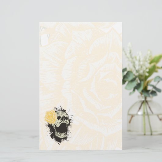 ゴシッカッコいいクスカルと黄色バラ文房具 便箋 (スタンド正面)