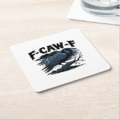 ゴシックおもしろいクロウユーモアF-Caw-Fエッセンシャルミニマル スクエアペーパーコースター (アングル)