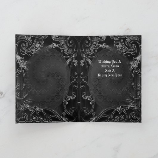 ゴシックおもしろいサンタ・クリスマスホリデーカード シーズンカード (内部)