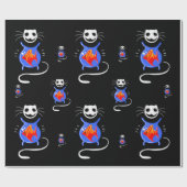 ゴシックおもしろいハロウィン猫ギフトラップ転がオン ラッピングペーパー (フラット)