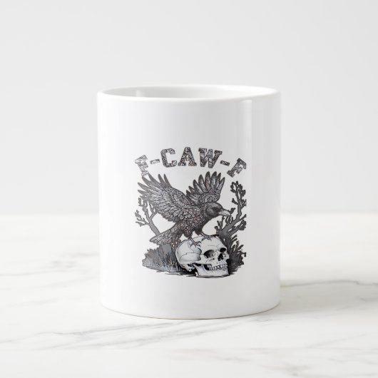 ゴシックおもしろF-Caw-Fユーモアカラス必須レトロ ジャンボコーヒーマグカップ (正面)