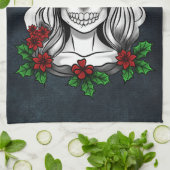 ゴシックお洒落サンタスカルクリスマス キッチンタオル (折り畳み)