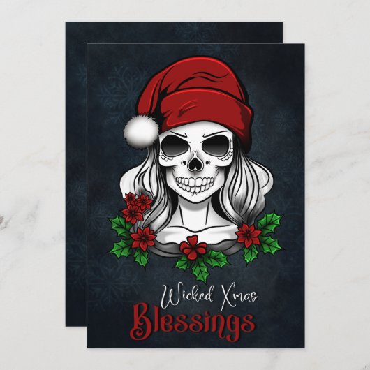 ゴシックお洒落サンタスカルクリスマス シーズンカード (正面/裏面)