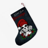 ゴシックお洒落サンタスカルクリスマス スモールクリスマスストッキング (裏面 (吊り時))