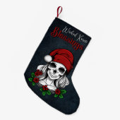 ゴシックお洒落サンタスカルクリスマス スモールクリスマスストッキング (正面 (吊り時))