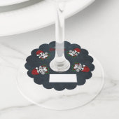 ゴシックお洒落サンタスカルクリスマス ワイングラスタグ (クローズアップ)