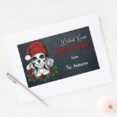 ゴシックお洒落サンタスカルクリスマス 長方形シール (封筒)