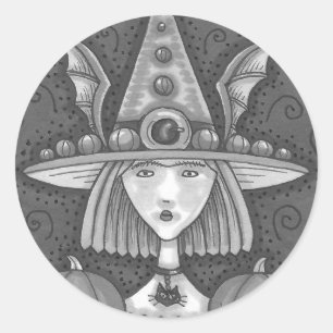 ゴシックかぼちゃ魔女ハロウィンステッカーシートラウンド ラウンドシール