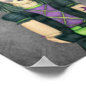 ゴシックかわいらしガールグリーンアイズハットタトオズダークグレー ポスター