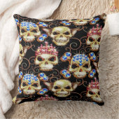 ゴシックきらきら光るジュエルスカル装飾用クッション クッション (ブランケット)