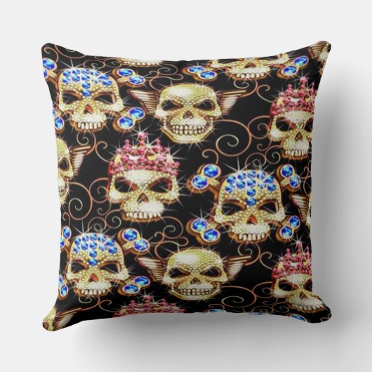 ゴシックきらきら光るジュエルスカル装飾用クッション クッション (裏面)