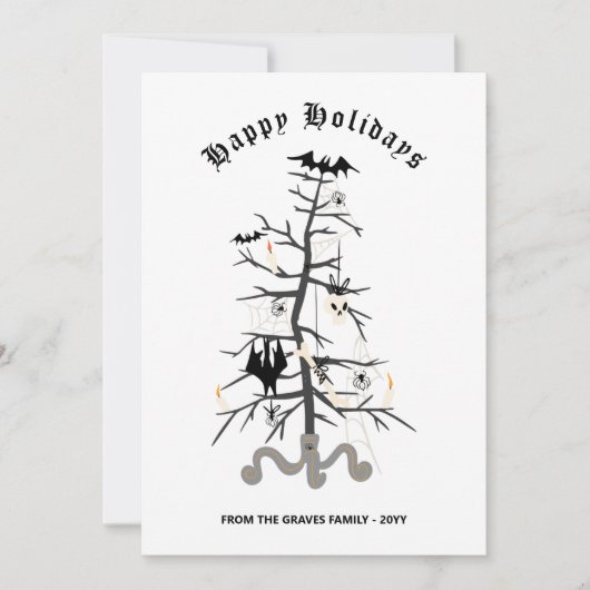 ゴシックこうもりクリスマスツリーハッピーホリデーズカード シーズンカード (正面)