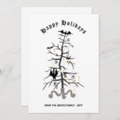 ゴシックこうもりクリスマスツリーハッピーホリデーズカード シーズンカード (正面/裏面)