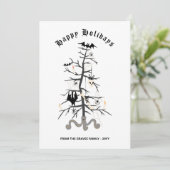 ゴシックこうもりクリスマスツリーハッピーホリデーズカード シーズンカード (スタンド正面)