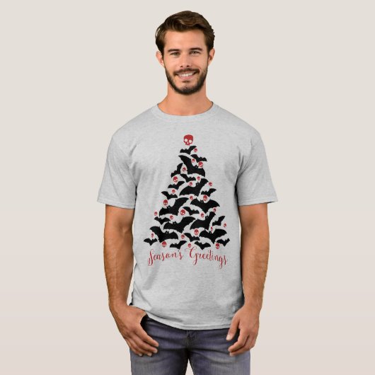 ゴシックこうもりクリスマスツリー Tシャツ (正面フル)