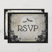 ゴシックこうもりグレーハロウィーンRSVPメニューポストカード ポストカード (正面/裏面)
