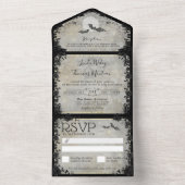 ゴシックこうもりズグエレガントレーハロウィ結婚ーンズ オールインワン招待状 (内側)