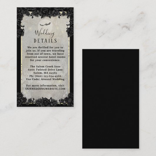 ゴシックこうもりズハロウィンエレガントウェディング詳細ズエンク エンクロージャーカード (正面/裏面)