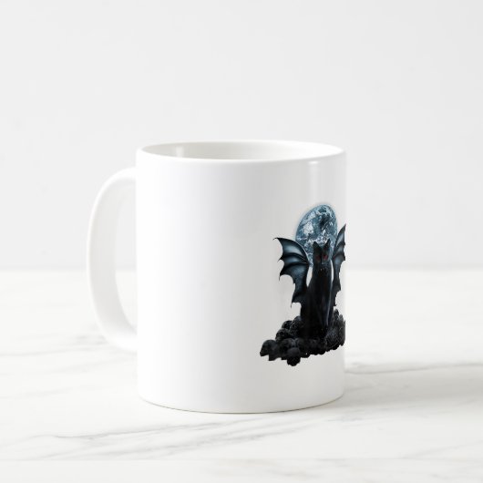 ゴシックこうもり猫用シャツヴァンパイアおもしろいギフト猫好き コーヒーマグカップ (正面左)