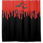 ゴシックこうもり&レッド・ドリップ血ハローウィンパーティ シャワーカーテン (正面)