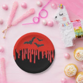 ゴシックこうもり&レッド・ドリップ血ハローウィンパーティ ペーパープレート (パーティー)