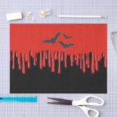 ゴシックこうもり&レッド・ドリップ血ハローウィンパーティ 薄葉紙 (クラフト)