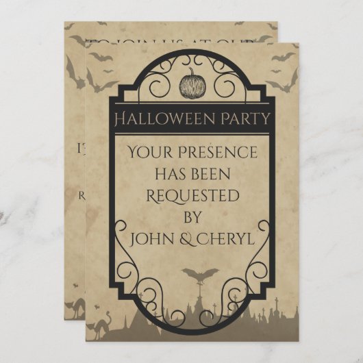 ゴシックこうもり 招待状 (正面/裏面)