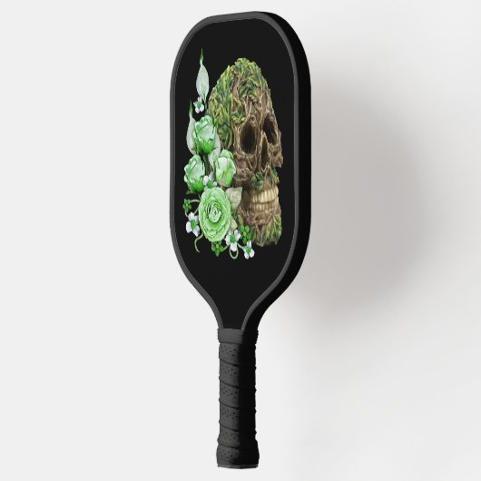 ゴシックつる植物緑花付き樹木スカル ピックルボールラケット (左)