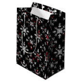 ゴシックでおどろおどろしいクリスマスの雪の結晶 ミディアムペーパーバッグ (裏面アングル)