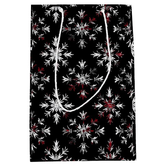 ゴシックでおどろおどろしいクリスマスの雪の結晶 ミディアムペーパーバッグ (正面)