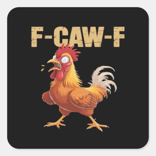 ゴシックなカラスのユーモア Funny F-Caw-F スクエアシール (正面)