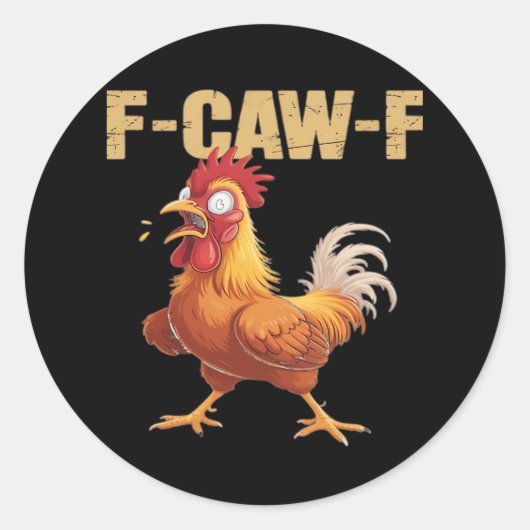 ゴシックなカラスのユーモア Funny F-Caw-F ラウンドシール (正面)