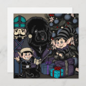 ゴシックなクリスマスのニューファンドランドの子犬 シーズンカード (正面/裏面)