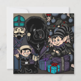 ゴシックなクリスマスのニューファンドランドの子犬 シーズンカード