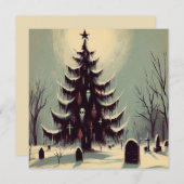 ゴシックなクリスマスツリーと墓地のホラー シーズンカード (正面/裏面)