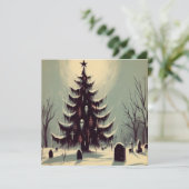 ゴシックなクリスマスツリーと墓地のホラー シーズンカード (スタンド正面)