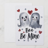 ゴシックな不気味なバレンタインの幽霊とハート シーズンカード (正面/裏面)