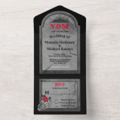 ゴシックな墓石とハロウィンの結婚式 オールインワン招待状 (内側)