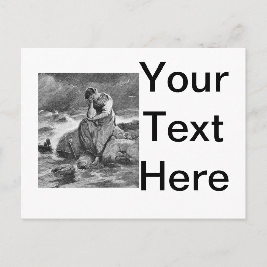 ゴシックな女性のヴィンテージシンパシーアートイラスト ポストカード (正面)