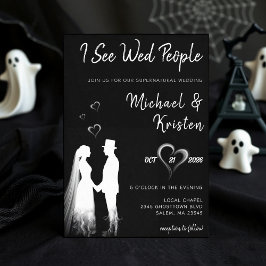 ゴシックな幽霊のハロウィン ウェディング "I See Wed People" 招待状