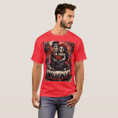 ゴシックな恋人たちの抱擁 スケルトンのウェディング Tシャツ (正面フル)