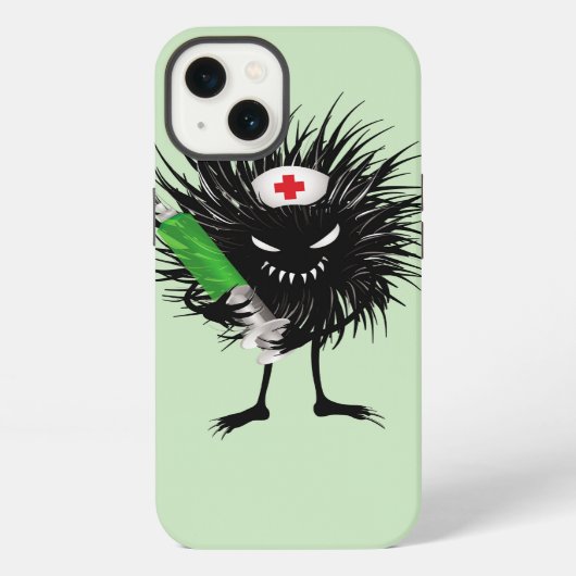 ゴシックな悪霊の看護師の注射器のイラスト iPhoneケース (裏面)