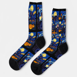 ゴシックな星空のハロウィン オランダのゴッホの幽霊のシーン N ソックス