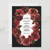 ゴシックな朽ちるバラ - 黒と白のウェディング 招待状 (正面)